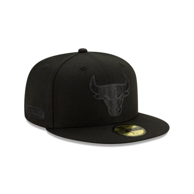 Chicago Bulls Gorra | New Era NBA Authentics Half Series Black On Black 59fifty Fitted Cap Mexico - Negros